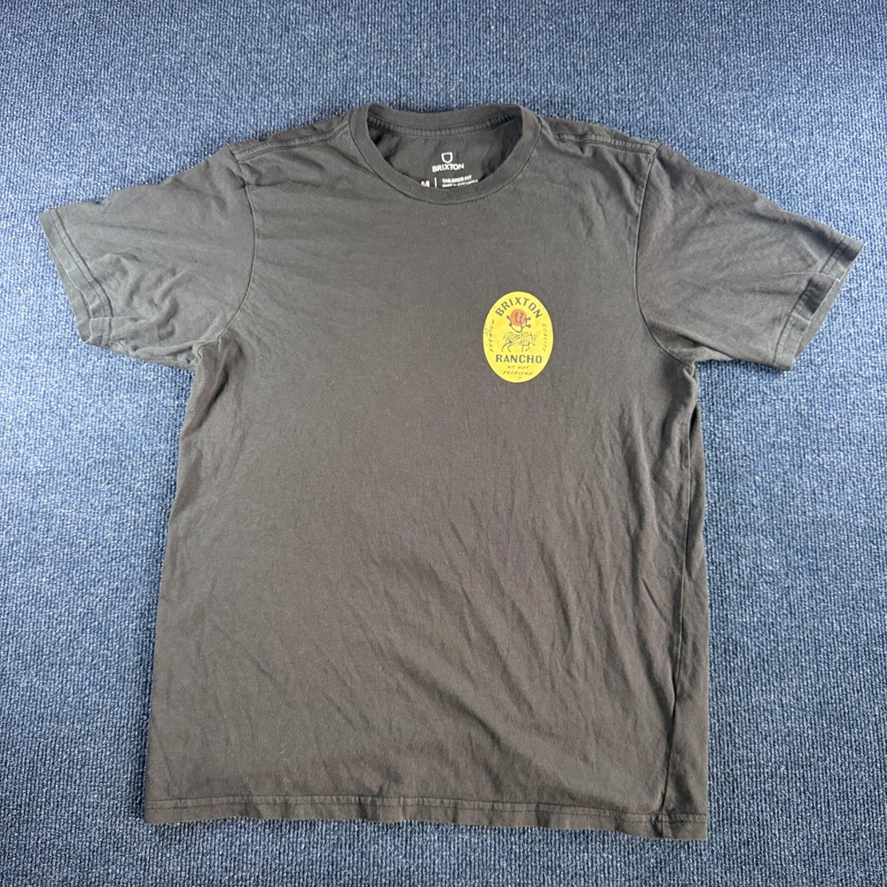 Brixton Rancho Graphic T-Shirt Mens Medium Tailored Fit Charcoal Black Cotton‎